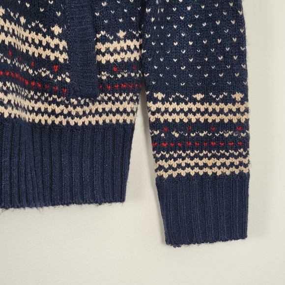 American Eagle Outfitters Blue Red Sweater Nordic Pattern Hooded Pullover XS - Picture 4 of 11